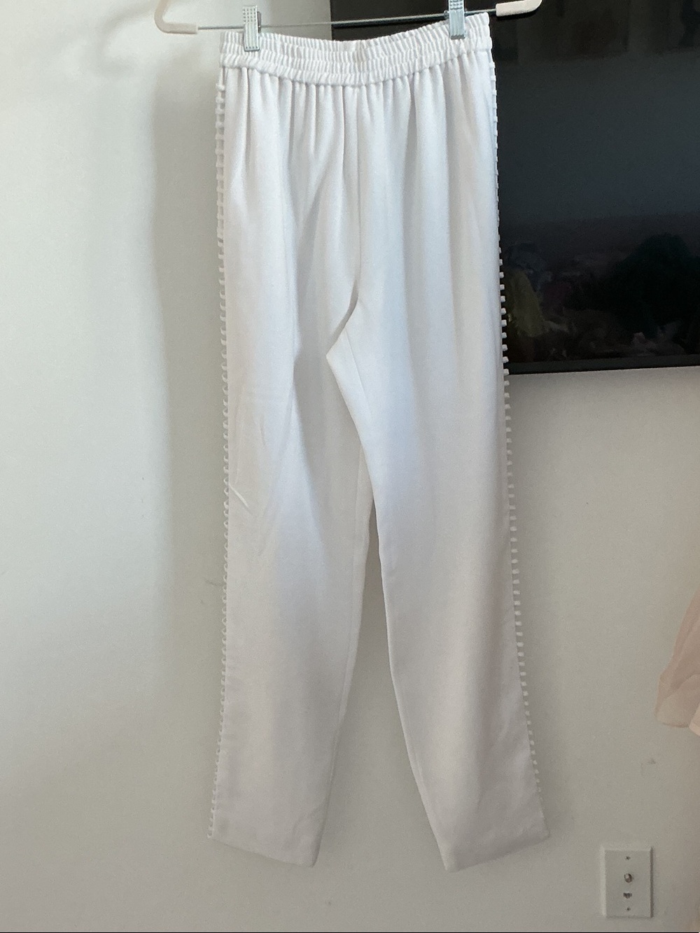 Jonathan Simkhai White Straight-Leg Elastic-Waist Pants
